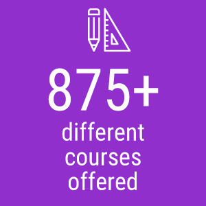 875+ different courses offered