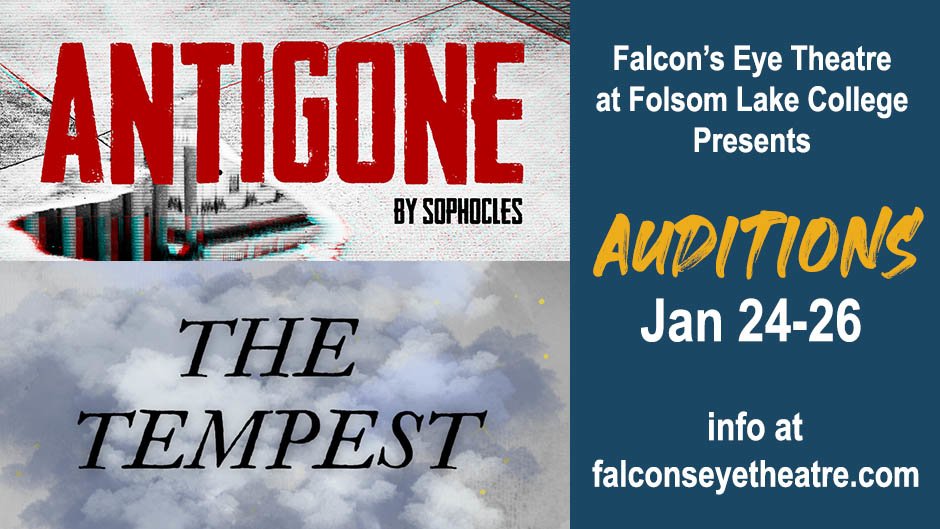 Antigone and The Tempest audition graphics