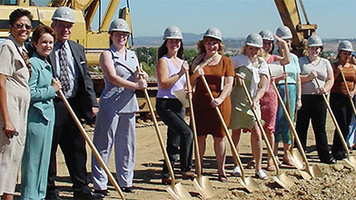 Ground breaking with shovels